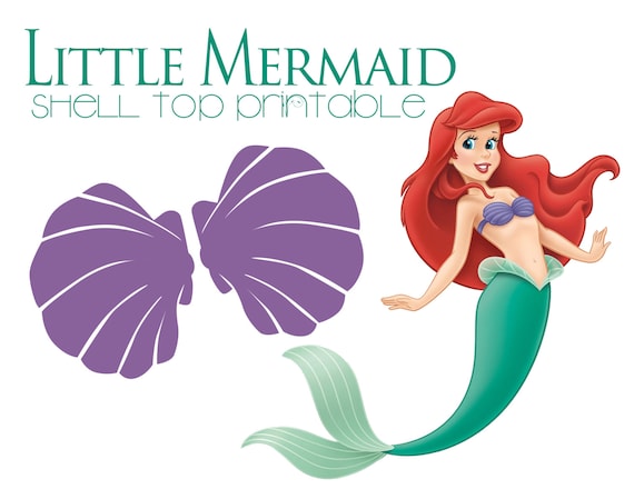 Ariel Little Mermaid Purple Shell Top Printable Iron On DIY T