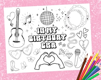 In My Birthday Era Coloring Sheet Printable