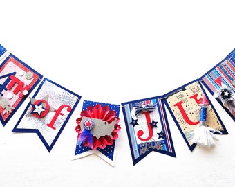 4th of July Banner, Patriotic Banner, July 4th Banner, 4th of July Decor, Patriotic Garland, 4th of July Party, 4th of July Decoration,