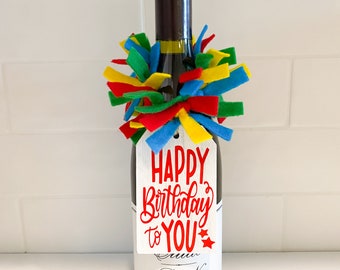 Happy Birthday Wine Bottle Gift Tag, Wine Gift Tag for Bottle, Friend's Birthday Gift