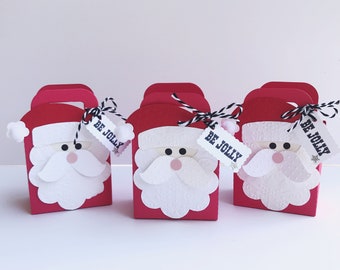 Christmas Party Favor Boxes Set of 6, Christmas Treat Bag Containers