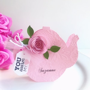 Set of 6 Tea Party Place Card Holder - Place Card Holder - Tea Pot Sign - Tea Bridal Shower Decor - Luncheon Place Cards - Tea Party Decor