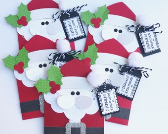 Santa Gift Card Holders Set of 5, Christmas Gift Card Holders