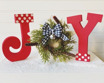 Joy Wood Decorations, Joy Letters Christmas, Christmas Mantle Decor, Joy Wooden Letters