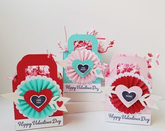 Valentine Treat Boxes, Assembled Favor Boxes, Set of 6