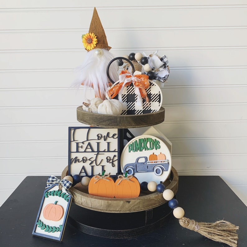 Fall Tiered Tray Bundle Farmhouse Tiered Tray Decor Fall Etsy