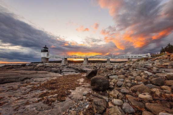 Marshall Point Lighthouse Sky Fire