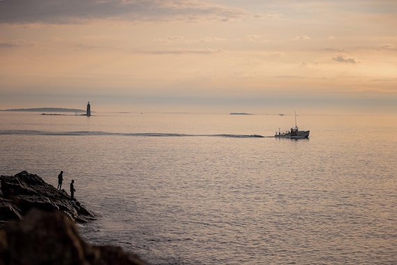 Lobster Boat Passing Ram Island Ledge Light