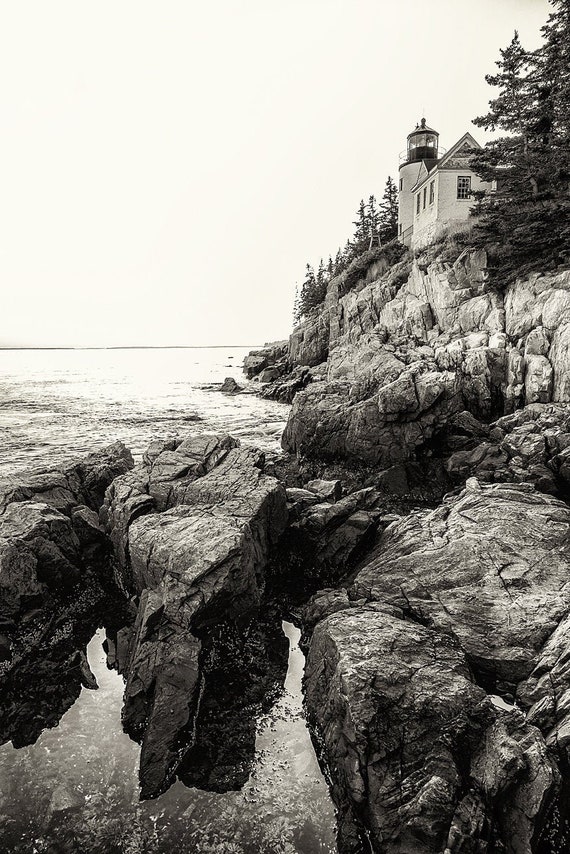 Bass Harbor Light Portrait BW