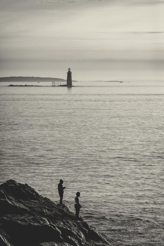 Fishermen at Ram Island Ledge Light