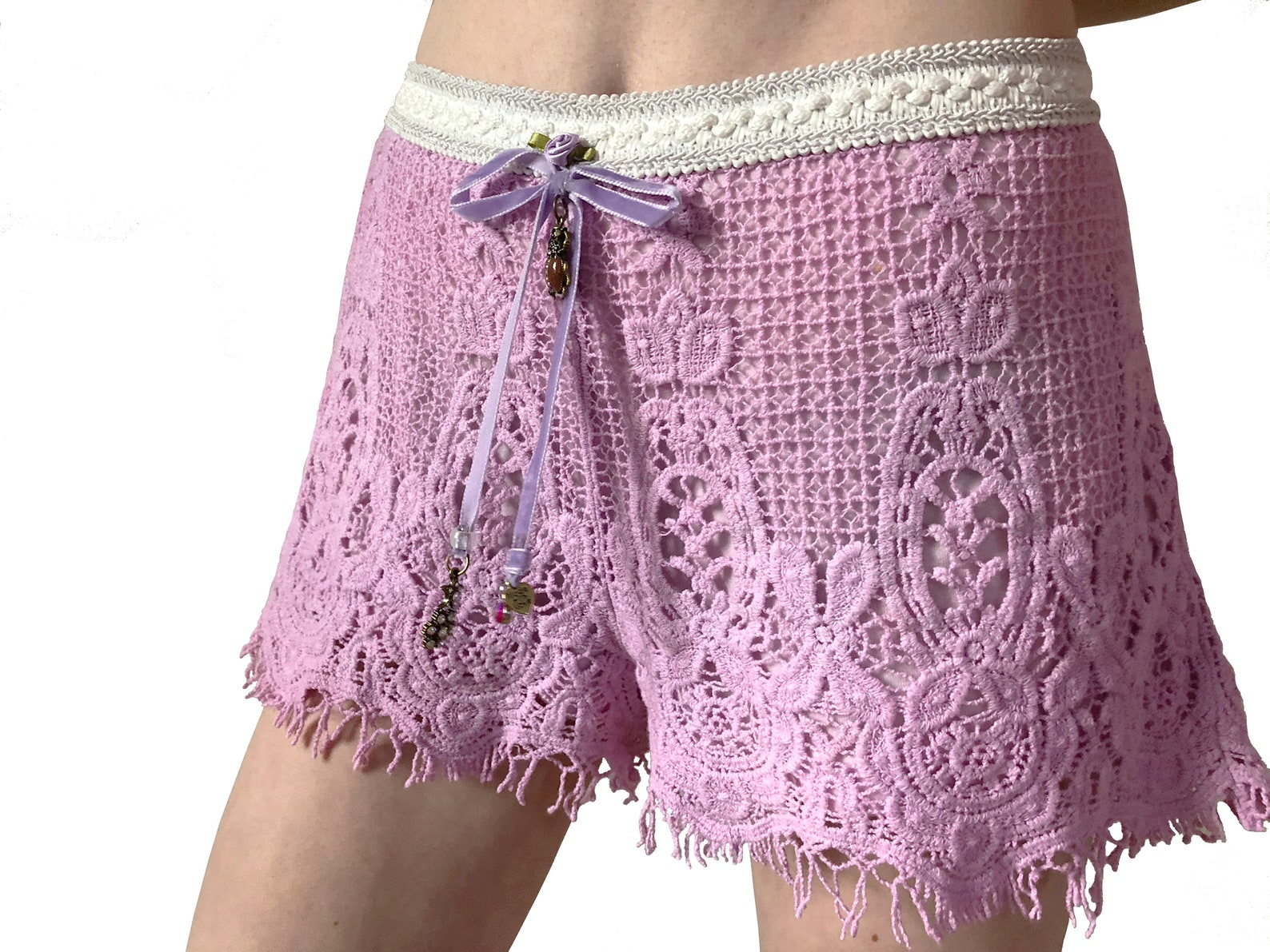 Feminine lace boxer shorts pink lavender black turquoise Etsy