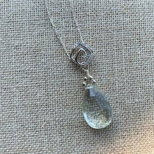 Prasiolite gemstone pendant necklace/ Green Amethyst/ pendant/ necklace/ Sterling Silver chain