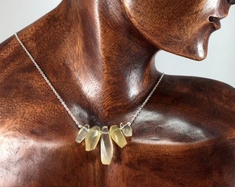 Yellow Hematoid Quartz Necklace/ Yellow/ Quartz/ natural/ crystal/ gemstone/ Sterling Silver/ chain/ necklace/ Nature Art/ Jewelry