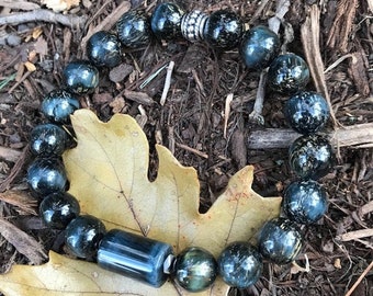 Blue Tiger"s Eye bracelet/ men's bracelet/ gemstone/ Blue Tiger's Eye/ mala
