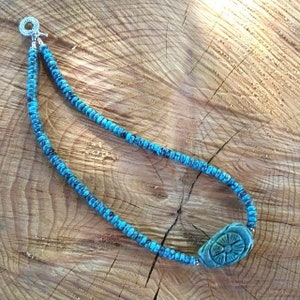 Turquoise Flower Necklace/ Turquoise/ gemstone/ necklace/ blue/ flower/ hand carved/ gem/ unique/ Cherry Blossom/ one of a kind/ jewelry