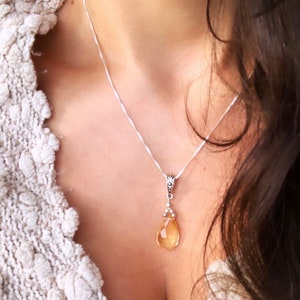 Citrine Pendant Necklace/ yellow/ gemstone/ Citrine/ pendant/ talisman/ Money stone/ necklace