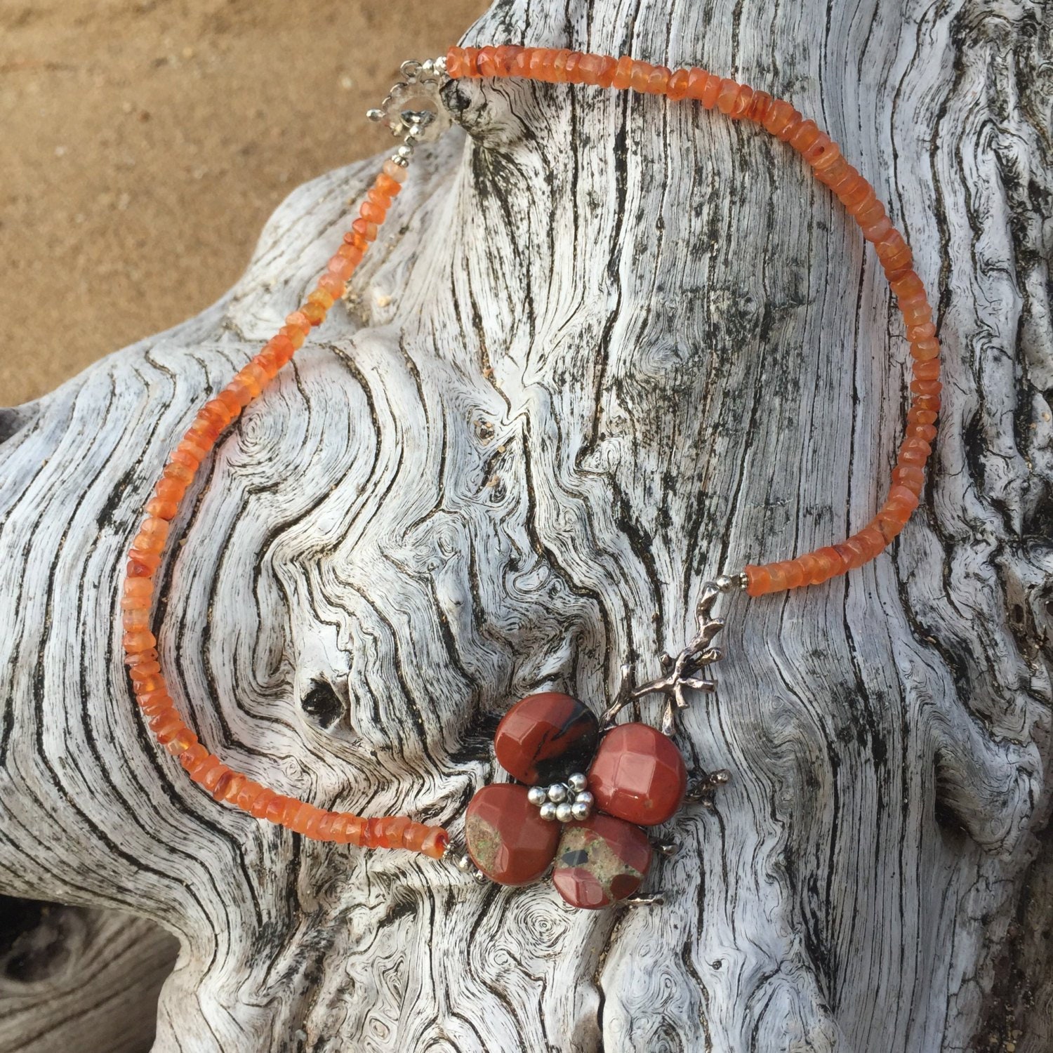 Red Jasper and Carnelian Necklace/ red/ Jasper/ orange/ Etsy
