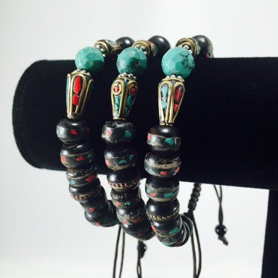 COLLECTIBLE TIBET TIBETAN TURQUOISE BUDDHIST BUDDHA PRAYER BEAD MALA NECKLACE R