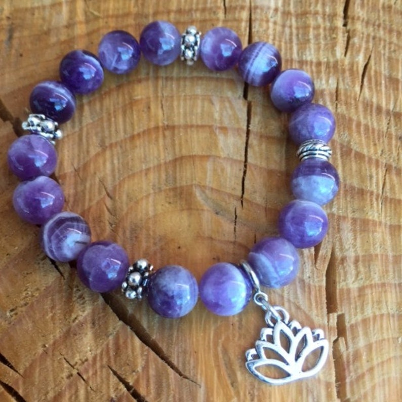 Amethyst Bracelets and 3 removable Charms/ Amethyst/ gemstone/ Etsy