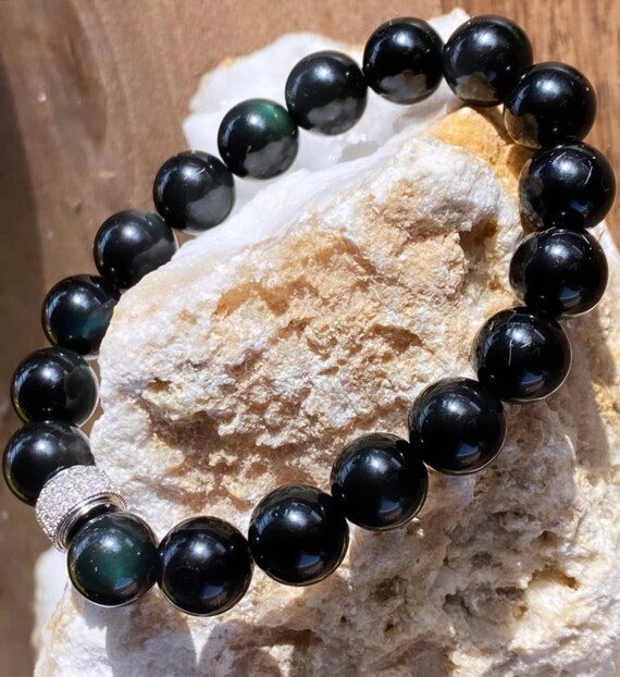 Heart Chakra Clasp Bracelet - 6mm & 8mm Beads - Green Aventurine & Black  Obsidian | New Moon Beginnings