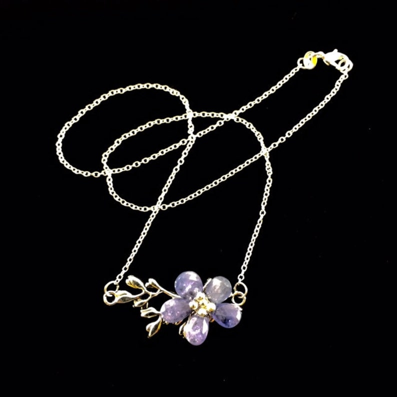 Tanzanite Flower Necklace Koleen/'s Flower Cherry Blossom Collection Tanzanite bluegemstone flower necklace Haute Couture jewelry