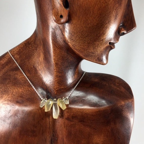 Yellow Hematoid Quartz Necklace/ Yellow/ Quartz/ natural/ crystal/ gemstone/ Sterling Silver/ chain/ necklace/ Nature Art/ Jewelry