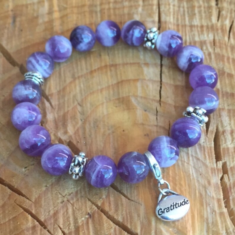 Amethyst Bracelets and 3 removable Charms/ Amethyst/ gemstone/ Etsy
