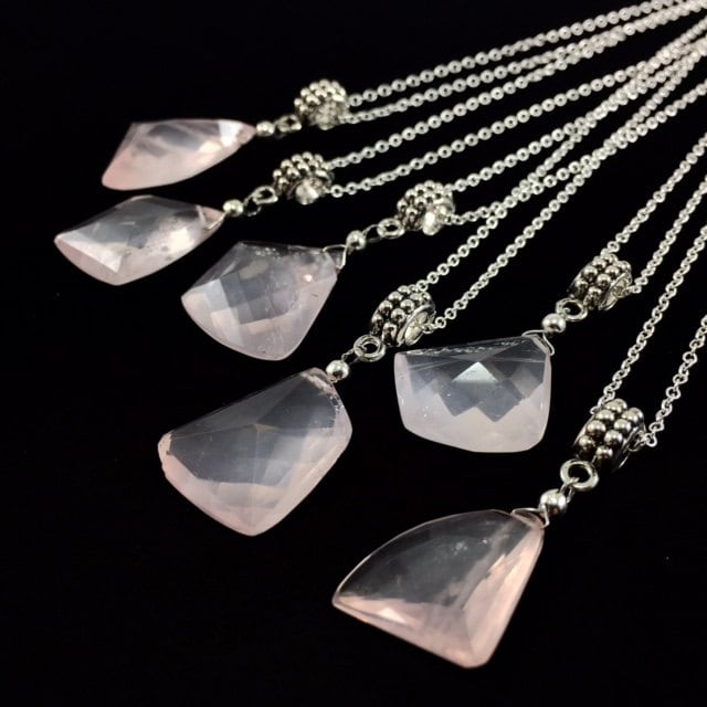 Rose Quartz Pendant Necklace/ Rose Quartz/ faceted gemstone/ Etsy