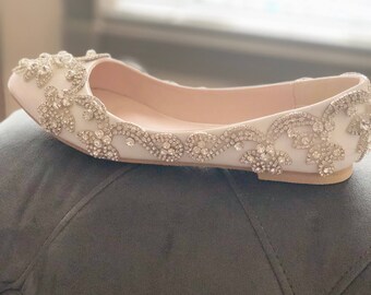 rose gold flat wedding shoes