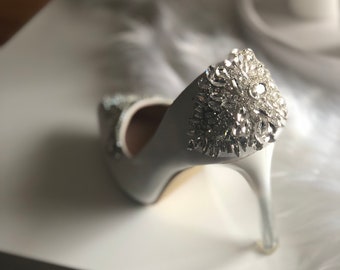 Ice Diamond Girls Low Heel Diamente Design Bridal Wedding Shoes
