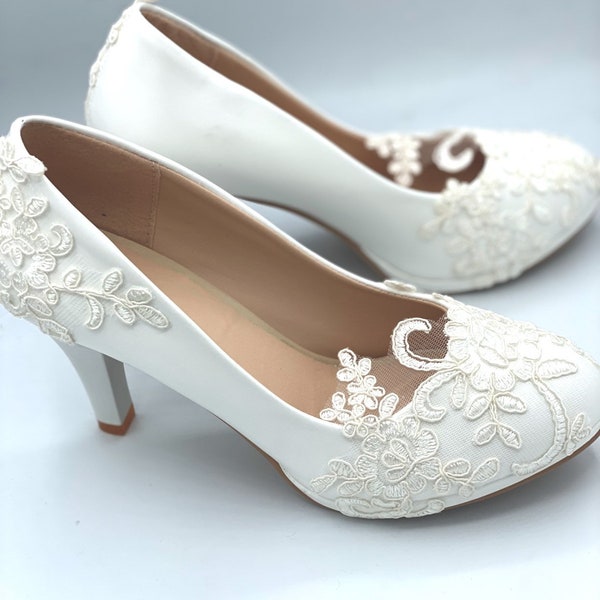 embellished ivory heels