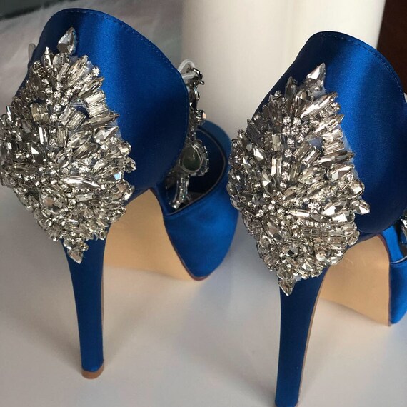 royal blue high heel boots