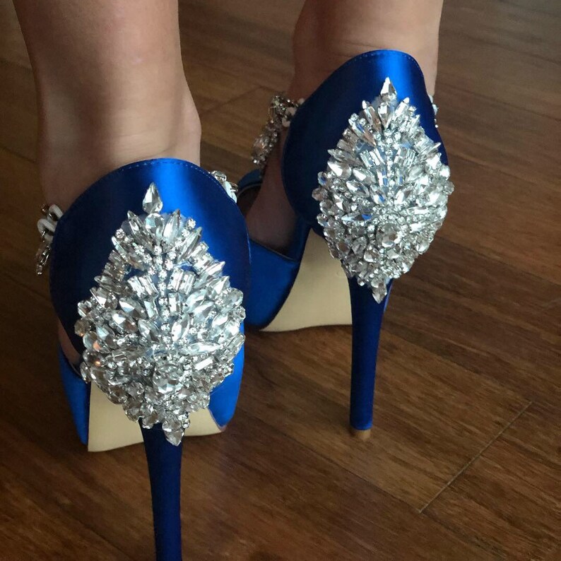 royal blue heels with rhinestones
