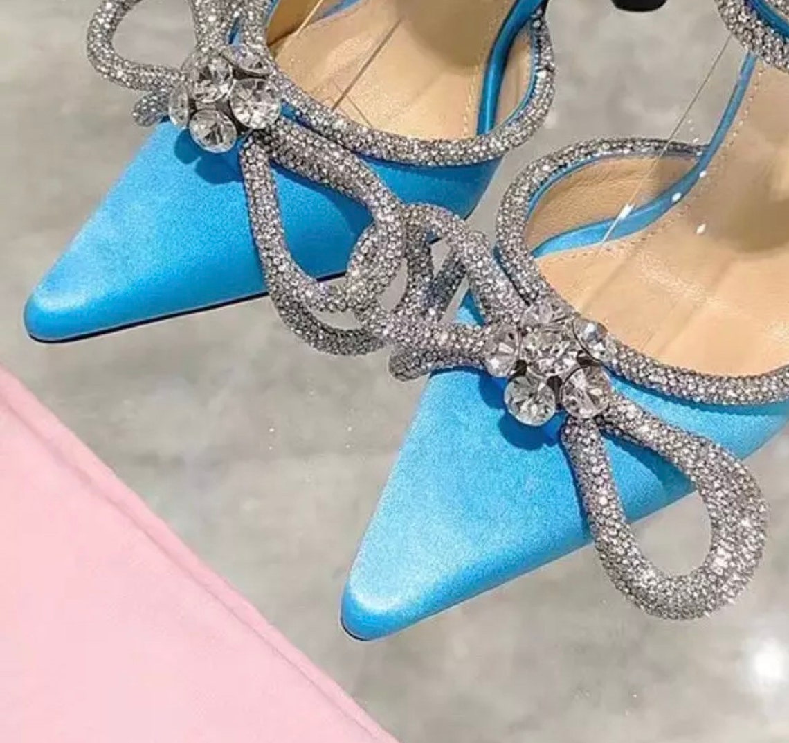 Runway Style Glitter Rhinestones Women Pumps Crystal Bowknot - Etsy