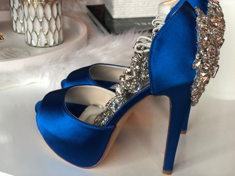 royal blue heels with rhinestones