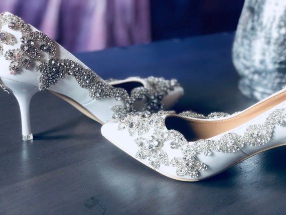 Cinderella Silver Crystal Wedding Shoes 2020 Leather Rhinestone 10 cm  Stiletto Heels Pointed Toe Wedding Pumps