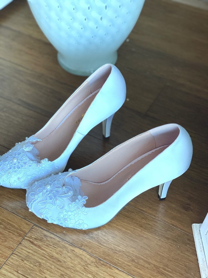 Heels custom in bright white image 4