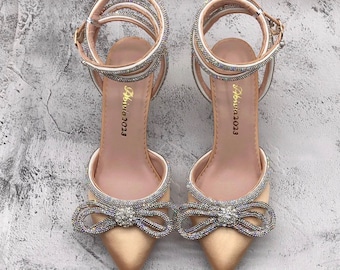 Gold handmade heels name printed on shoes