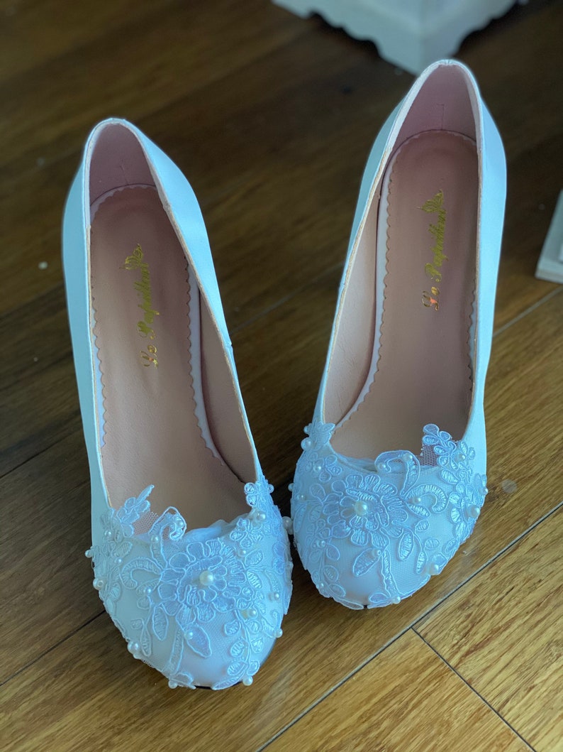 Heels custom in bright white image 3