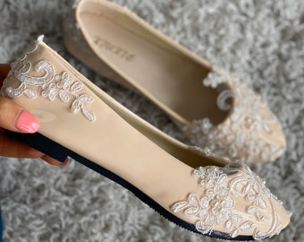 Bridal shoes- bridal flats shoes- ivory shoes-custom made bridal shoes - wedding shoes