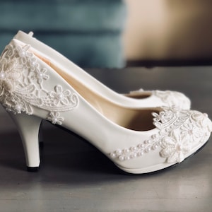BridalPearl Shoes, Wedding Pumps, Bridal Wedding Shoes.