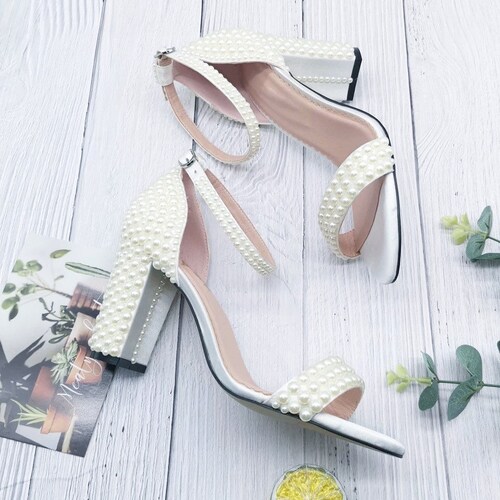Ivory Wedding Shoes/ Block Heel Wedding Shoes/ Bridal Heels/ | Etsy