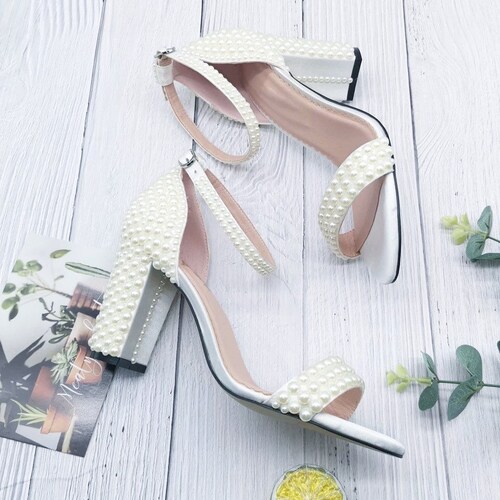 Ivory Wedding Shoes/ Block Heel Wedding Shoes/ Bridal Heels/ Etsy