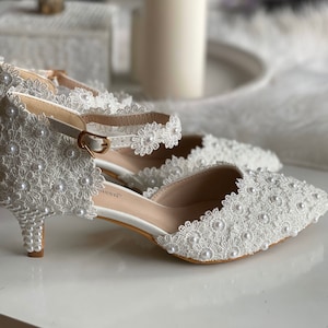 Low heal bridal shoes , white shoes , weddings