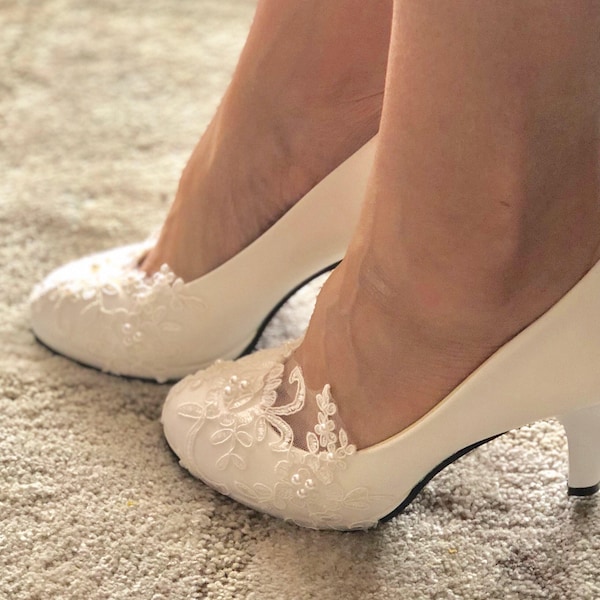 Bridal wedding shoes- handmade wedding shoes- pumps-white or ivory wedding shoe.