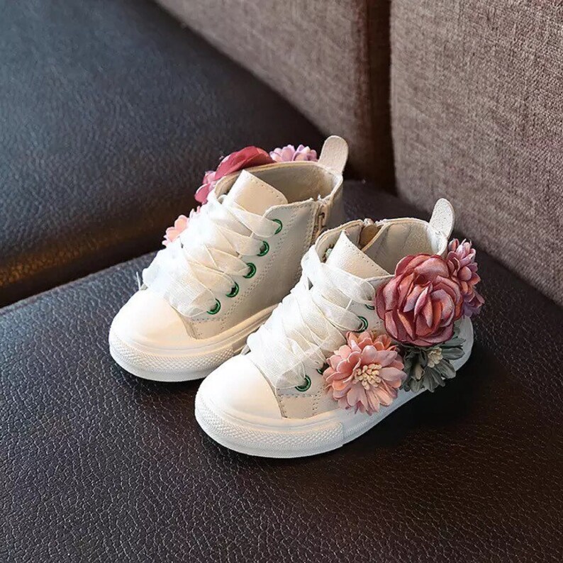 Custom Flower Sneakers Girls Shoes Young Girls Shoes Etsy