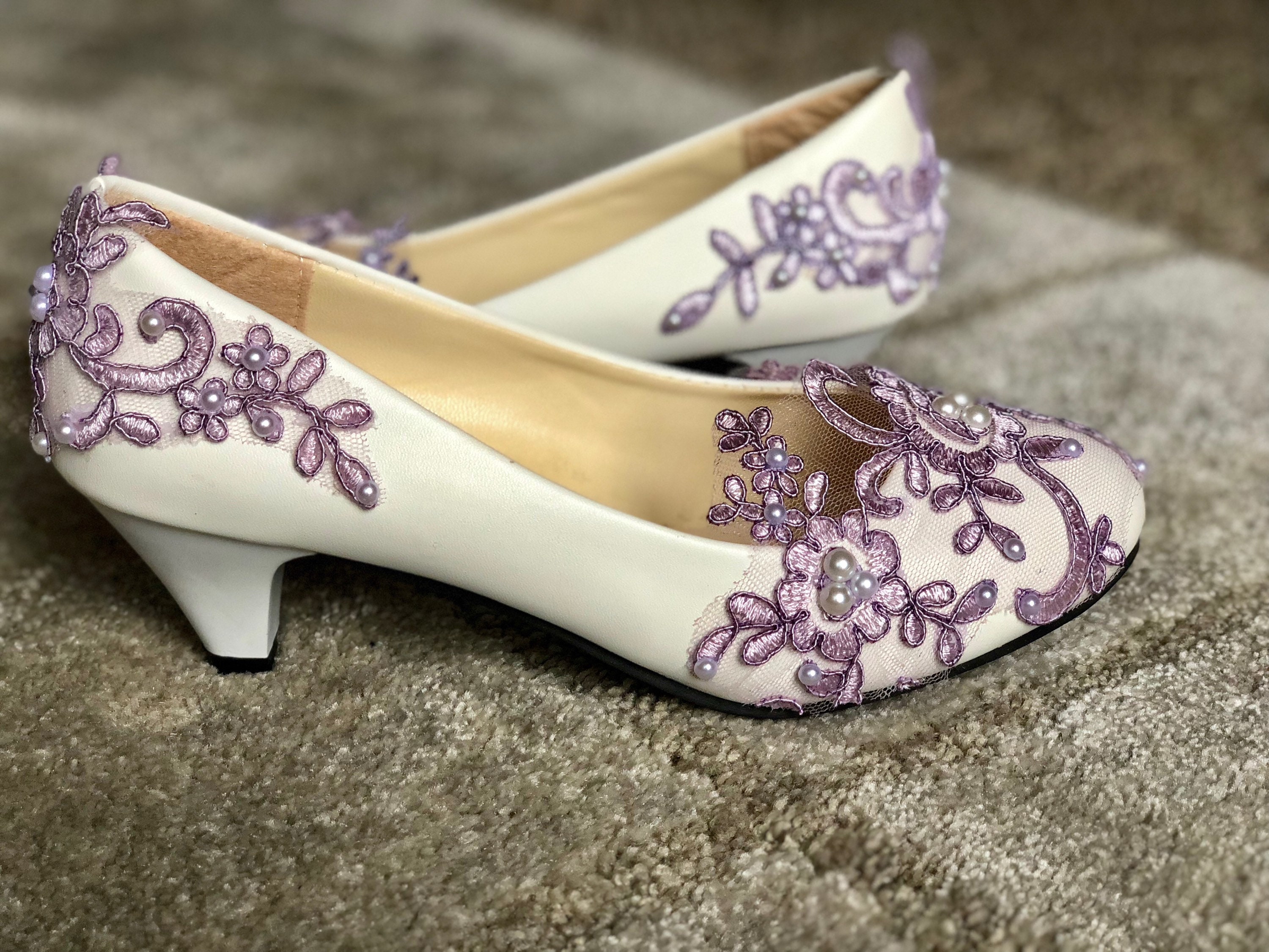 Purple Bridal Shoes with Sparkly Crystal Design Purple Block Heels – Custom Wedding  Shoes by A Bidda Bling
