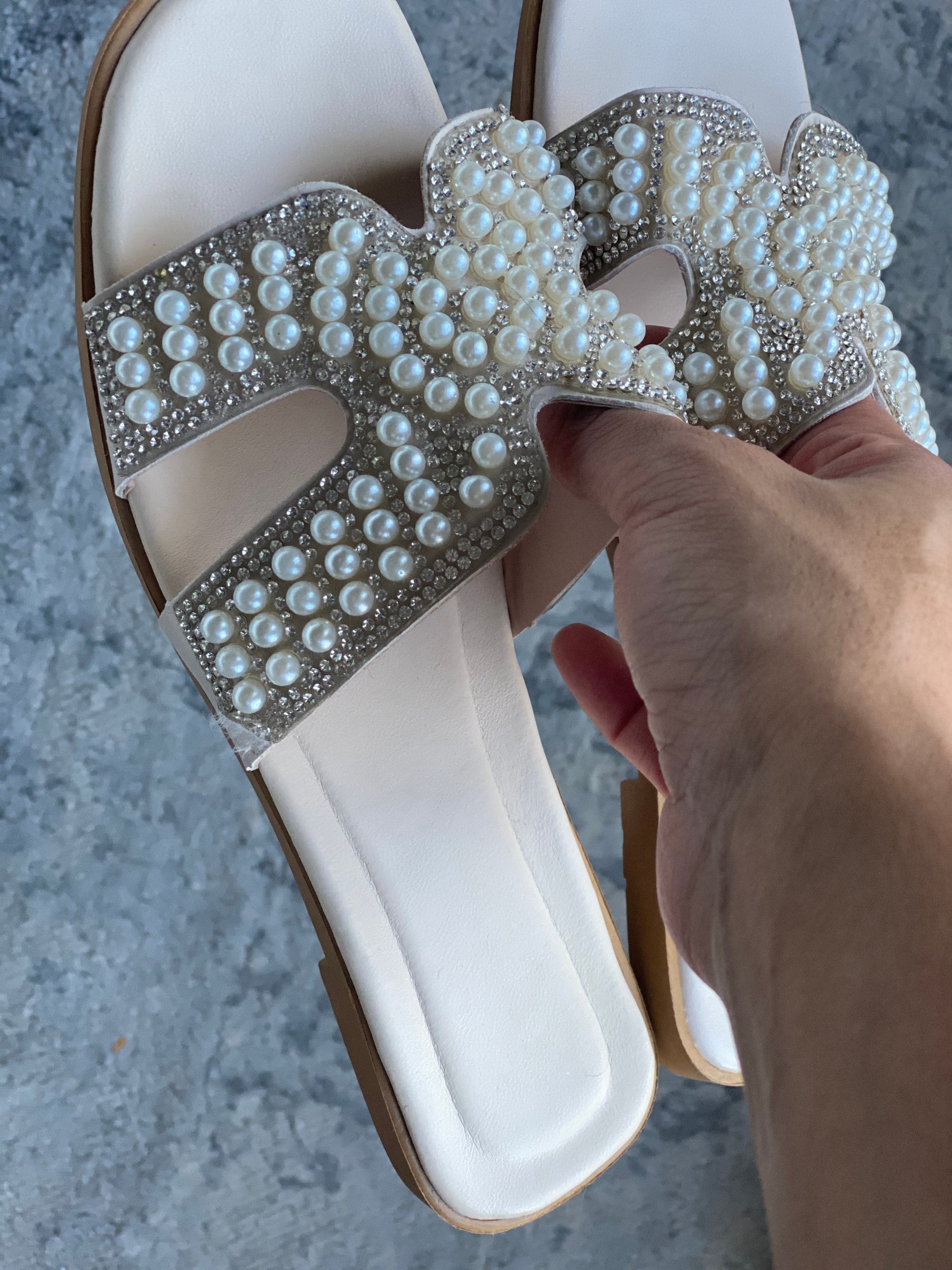 flats with pearl heel