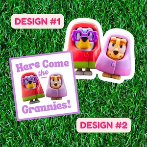 Cute Bluey and Bingo Grannies Waterproof Vinyl Sticker