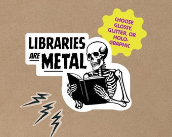 Pegatina de esqueleto de metal de las bibliotecas